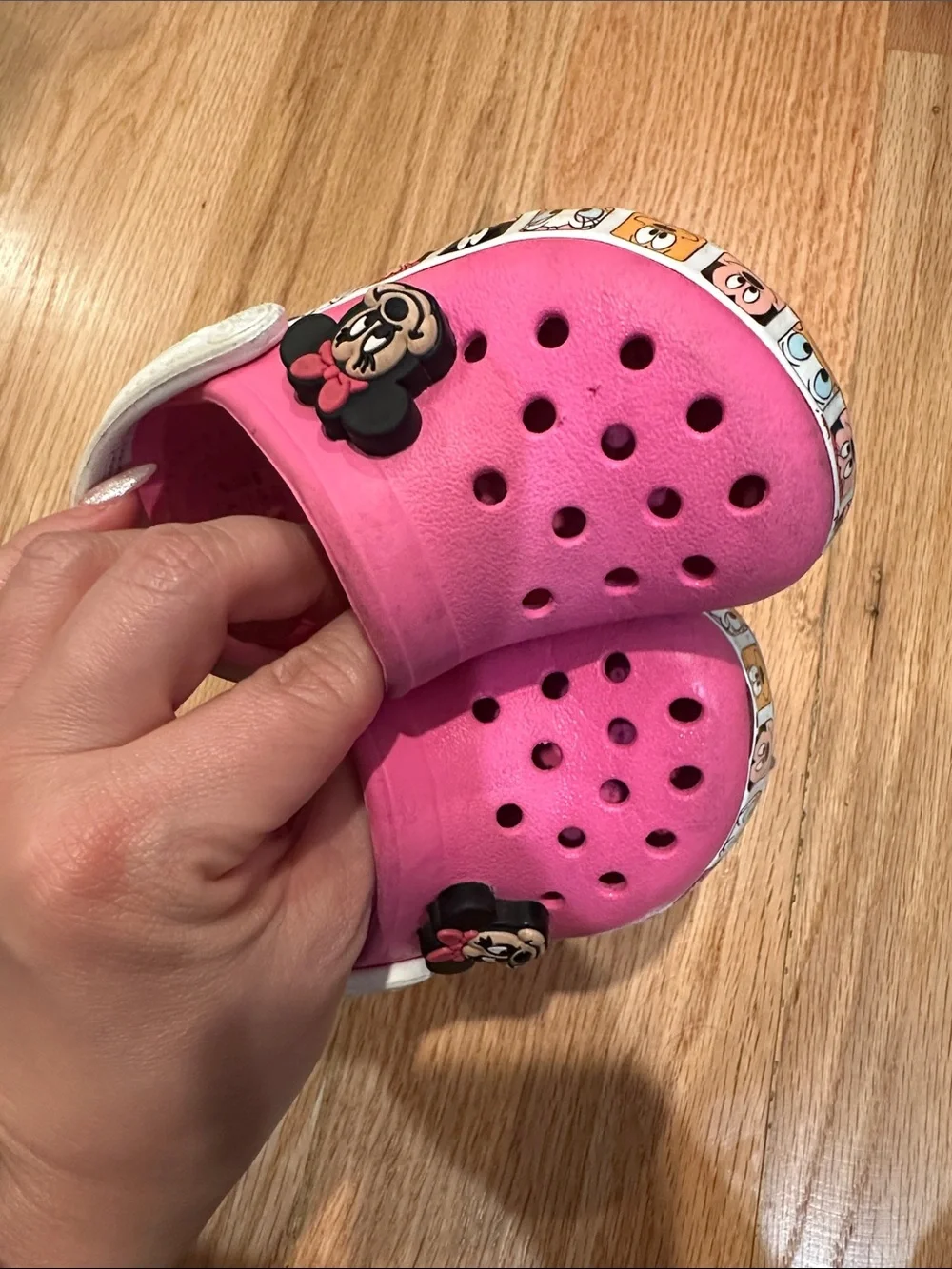 Disney Pink Minnie Mouse Kids Clog Sandals with White Strap